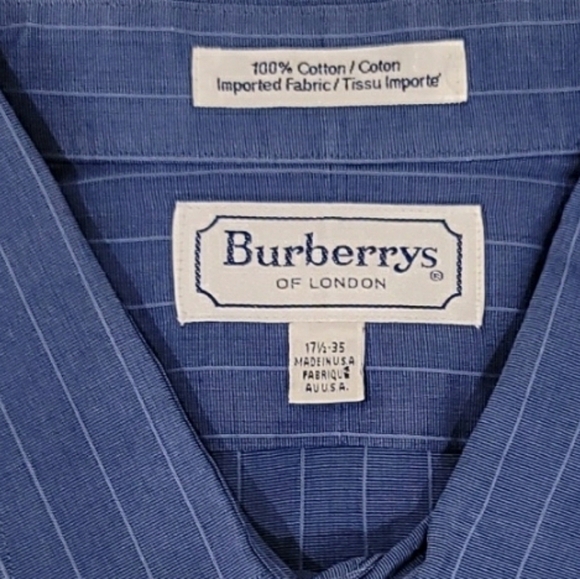 Burberrys London Pin Striped Men's Button-Down Dress Shirt - Size 17 1/2 - 35 - Picture 3 of 5